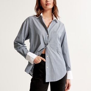 NWT Abercrombie Oversized Poplin Pinstripe Shirt